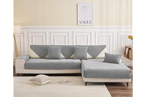 Taiyang Couch Covers Slipcover, Sectional Couch Covers L shape, Universal Sofa Covers Slipcover, Anti-wrinkle, Anti-Slip Design, Herringbone Chenille Fabric (Grey, 90 x 160 cm, only 1 Pcs)