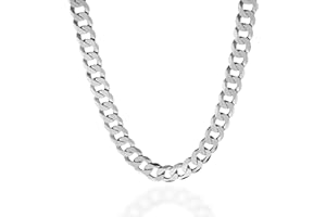 QUADRI - Extra Shiny Mens Cuban Link Chain 10mm - 925 Sterling Silver Necklace - Italian Diamond Cut Silver Chain - 18 to 26 Inch - Men's Necklaces Premium Quality - Gift Box Included