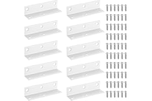 XINGWENHAO Wsporniki narożne, wytrzymałe, białe, metalowe wsporniki L do podniesionego łóżka ogrodowego, naprawa mocowania łączników do desek meblowych, wsporniki łączników, ze śrubami 80 x 20 x 20 mm