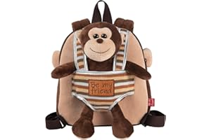 PERLETTI Petit Sac à Dos Peluche pour Enfant Garçon Fille 3 4 5 Ans - Mini Cartable de Voyage Réversible et Animal Amovible pour École Maternelle - Jouet Doux et Sacoche pour Tout Petits - 22x25x3 cm