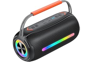 IKT Altavoz Bluetooth Portátil 40W con Asa, Altavoz Potente con Subwoofer Doble, Bluetooth Speaker Impermeable IPX7, con Luz RGB, TWS/AUX/TF - Ideal para Fiestas, Viajes y Exteriores