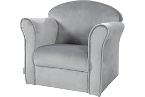 ‎ROBA roba Kindersessel Lil Sofa mit Armlehnen - für Jungen und Mädchen - Bequemer Babysessel - Samtstoff grau - Mini Sessel für Baby & Kinderzimmer