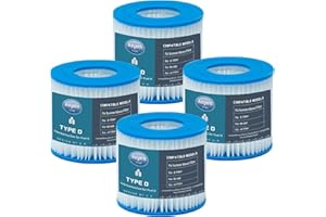 Aoyern Filterkartusche Typ D für Summer Waves, poolfilter typ d für vii & für d Pool zubehör Filter SFS-350, SFS-600, RP-350, RX-600 (4 Stück)