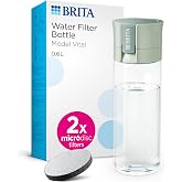 BRITA Vital Water Filter Bottle, Light Green (600 ml), Includes 2 MicroDisc Filters, Handy Water Filter Bottle for Travel, Fi
