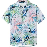 Camisa De Verano Para Niños Con Estampado Floral - Manga Corta, 100% Algodón, Cómoda Y Transpirable