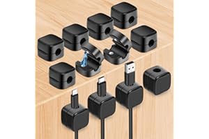 URAQT Magnetyczny uchwyt na przewód, klipsy kablowe, organizer na biurko, do zarządzania kablami, mocny samoprzylepny uchwyt na przewód do domu, biura, samochodu, na ścianę, stolik nocny, biurko