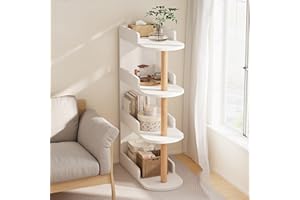 JOLIJOUR Étagère d'angle à 3/4 Niveaux Économiser de l'espace Bibliothèque étagère d'angle Bibliothèque du Coin Blanc étagère de Rangement en Bois pour Chambre, Salon, Bureau, Salle de Bain (4 Niveaux)