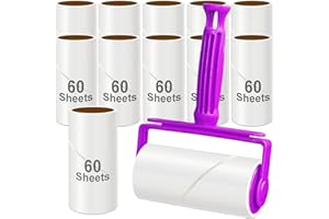 Mr Hsiung & Mrs Yin 720 Sheets Lint Roller for Clothes, Pet Hair Remover Roller, Sticky Roller, Lint Remover Roller for Fluff, Dust from Carpet and Furniture, 1 Roller & 12 Refills