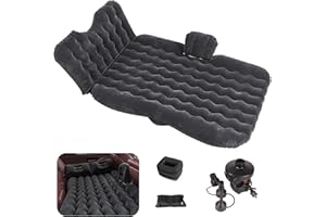 Gmypic Matelas Voiture, Lit Voiture Durable pour Siège Arrière de Voiture avec Pompe à Air électrique, Deux Oreillers et Sac de Rangement pour Les Voyages, la Randonnée et Le Camping à l'extérieur