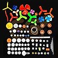 Electronic Spices Combo Of 93 Pcs Different Sizes & type Fan Propeller And Plastic Gear Set Rack Pulley Belt Worm Single Double Gears For DIY Science And Education project Mini Airplane Rc toys Rc drone Boat (93)