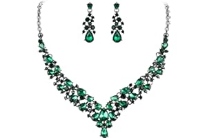 EVER FAITH Femme Cristal Mariage Marié Goutte d'eau Cluster Collier+Boucles d'oreilles Parures Bijoux