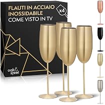 Jagged Ridge Bicchieri Da Vino Senza Stelo In Acciaio Oro Rosa - Set Da 4, Infrangibili E Eleganti Per Festa E Picnic