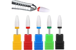 YUEMING 5 pezzi Punte in Ceramica per Fresa Bit in Ceramica Testa Ideali per Manicure e Pedicure, il Gel e la Pelle Morta Senza Danneggiare le Unghie