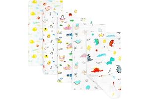 UOCAI 5 panni per la pulizia del bambino, morbidi panni di garza per bambini, 50 x 25 cm, in cotone, 6 strati, assorbenti, pannolini di garza per ragazzi e ragazze