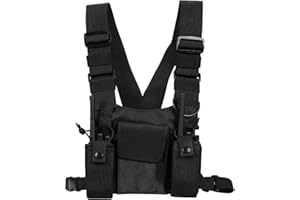 Kyrio Utility Chest Pack Tactical Sports Chest Pack Vest per telefono Walkie Talkie, Hip Hop Bag Leggero Running Pack per Allenamenti, EDC Chest Rig Pouch per Allenamenti, Ciclismo, Escursioni, Nero