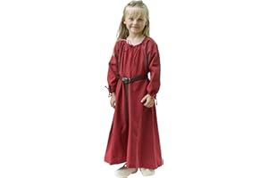 Battle-Merchant Vestito da bambina medievale Ana, a maniche lunghe, in cotone, stile medievale