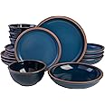 Gibson Elite Lagos Coupe Dinnerware Set, Service for 4 (16pcs), Blue