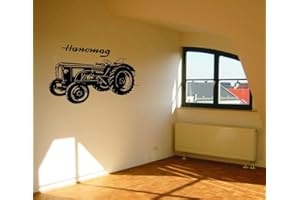 BLATTWERK-DESIGN Wandtattoo: Traktor 10 - Traktoren - Landmaschinen - Oldtimer // Farben- und Größenwahl (Schwarz - 450 mm x 310 mm)