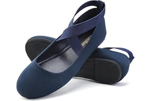 MaxMuxun Klasyczne baleriny damskie, eleganckie, płaskie buty dla kobiet z elastycznym, skrzyżowanym paskiem, wygodne buty balerinowe, płaskie