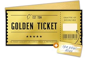 Milijou | Carte à gratter Ticket d'or | Golden Ticket | Carte d’embarquement cadeau surprise personnalisation destination, cadeau à gratter, billet avion, saint-valentin, annonce anniversaire