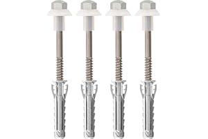 Fischer WB - Tacos de acero inoxidable para inodoro y bidé de suelo con orificio vertical, 4 unidades, tornillo de acero inoxidable AISI 430 y tuerca niquelada