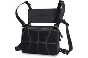 Kyrio Chest Rig Molle Tactical Chest Rig Pouch męska uprząż na pas piersiowy, kamizelka do dwukierunkowego radia walkie talkie, czarny (schwarz-B), 25*20*4, TACTICAL
