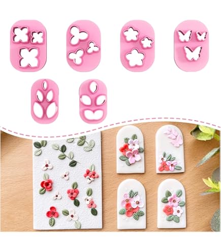 Floral Silk Screen Stencils For Polymer Clay - 10 PC Jewelry Making Kit