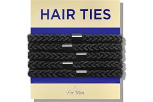 HAVHAF Plecione męskie opaski do włosów dla mężczyzn - do koków, kręconych, grubych, gęstych włosów, elastyczne opaski do włosów dla facetów, bez uszkodzeń, zagnieceń, łamanie, czarne, 5 sztuk (1