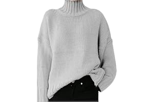 Sanahy Womens Casual Long Sleeve Mock Neck Sweater Solid Comfy Oversized Turtleneck Knit Sweaters Loose Pullover Jumper Tops