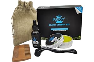 Beard Grooming Kit for Men，Tongyend Beard Growth Kit with Beard Roller，7in 1 Men Beard Care Kit with Beard Conditioner, Comb, Beard Brush, Beard Oil, Beard Balm, Beard Scissors