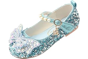 YOSICIL Ballerine da Bambine e Ragazze con Fiocchi Ballerine Bambina Pelle Scarpe Singole Festa Danza Lustrino Scarpe Principessa Eleganti Piatto Ballerina Principessa per Bambina