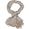 Ella Jonte Lightweight Men's Scarf Beige White or Blue Stripes Scarf Maritime Cotton, beige, One Size
