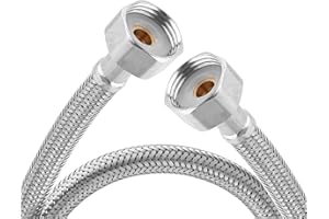 LITEET 1PCS Flexible Pipes for Bathroom/Kitchen/Toilet Taps British Standard Pipe 1/2" x 1/2" BSP Fitting