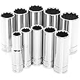 Performance Tool W38600 3/8-Inch Drive 12pt SAE Deep Wall Deep Socket Tool Set for Garages and Workshops, Chrome, 10 Pieces