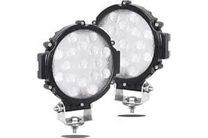 AUXTINGS 7 inch 2 Pieces 51W Spot LED Work Light Bar Off-Road Driving Lights for Car Truck Pickup SUV UTV(Black)