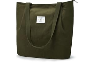 KALIDI Waterproof Corduroy Tote Bag with Zipper Casual Hobo Shoulder Bag Handbag Large Capacity Cord Tote Bag Women Shopping Bag for School Work College Daily Use