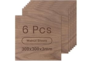 ROWOOD Walnut Plywood Sheets 6PCS 300x300x3mm Laser Engraving Materials Plywood Board for Model Making DIY Wooden Crafts Ideal for Laser Cutting Wood Burning Painting CNC