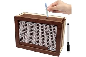 JOKILY Banco De Dinero De Madera para Niños, Hucha Reutilizable con Objetivo De Ahorro Y Números, Caja De Almacenamiento para Ayudar A Los Niños A Ahorrar (2000 €)