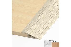 LIHIQIYA Perfil de Transición Autoadhesivo PVC Perfil, Transición Suelo Desnivel Autoadhesivo para Diferencia Tapajuntas Suelo Perfil de Unión para Suelos (Madera Blanca, 7mm a 10mm, 1M)