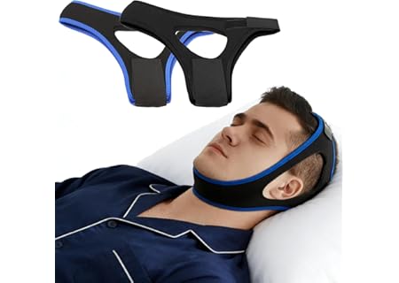 2 st justerbart hakbandsbälte, hakrem, hakstöd, sömnhjälp, lämplig för män och kvinnor (blå, svart) - Amazon Deal & Rabatt