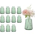 ComSaf Lot De 6 Mini Vases En Verre Vintage Vert - Petits Vases à Fleurs Pour Décoration Table Et Mariage