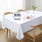 Utopia Kitchen Polyester Tablecloth 140 x 240 cm (Pack of 2, White) Machine Washable Table Cover Ideal for Parties, Events, W