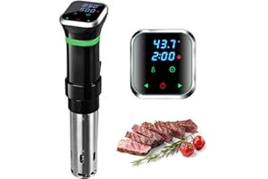 FUNYKICH Sous Vide Roner Baja Temperatura 1100W, con Indicador de Estado Tricolor, Pantalla Táctil LCD, Temporizador, de Acero Inoxidable, IPX7 Impermeable,Control de Temperatura y Tiempo de Precisión