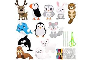 Rayong Nähset Kinder,Tierformen Filz Nähen kinder ab 6 jahre,Animals Sewing Kit,Filz Waldtiere Bastelset,Nähset Für Kinder DIY Art Craft für kuscheltiere (Eistiere)