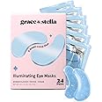 Award Winning Under Eye Mask - Reduce Dark Circles, Puffy Eyes, Undereye Bags, Wrinkles - Gel Under Eye Patches, Vegan Cruelty-Free Self Care by grace and stella (24 Pairs, Blue)