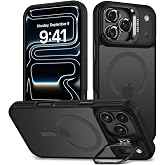 Babilden iPhone 17 Pro i&ccedil;in Kılıf Kamera Korumalı Magsafe Wireless Şarj &Ouml;zellikli Mat Şeffaf Renkli Standlı Kılıf Lens Hediye
