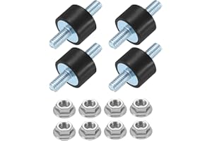 sourcing map 4Pcs M5 x 10mm Rubber Mounts, 10 x 15mm Cylindrical Anti Vibration Isolator Studs Shock Absorber Double Studs with Nuts for Car Bobbin Generator Air Compressors