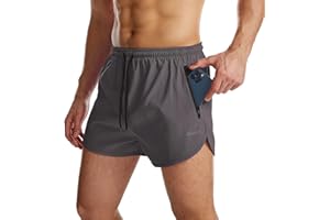 Suwangi Hombres Pantalónes Cortos de Deportivos 2 en 1 Secado Rápido Entrenamiento Fitness Gimnasio con Bolsillo Cremallera