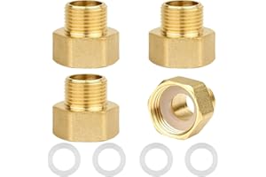 HEQXWL 4 Reduzierstück aus Messing,mit Dichtung, Reduzierung Adapter 3/4 Zoll auf 1/2 Zoll, Reduzierstück für Rohrverbindungen, Gewindekupplungen für Wasserleitungen (Reduziermuffe Ig/Ag, 1/2"x3/4")