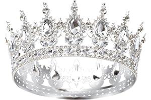 DRESHOW Volle Runde Mädchen Tiara Königin Krone Damen Brautkrone Diadem Kristall Barock Tiara Sparkly Strass Prinzessin Karneval Kopfschmuck für Hochzeit Prom Geburtstag Party